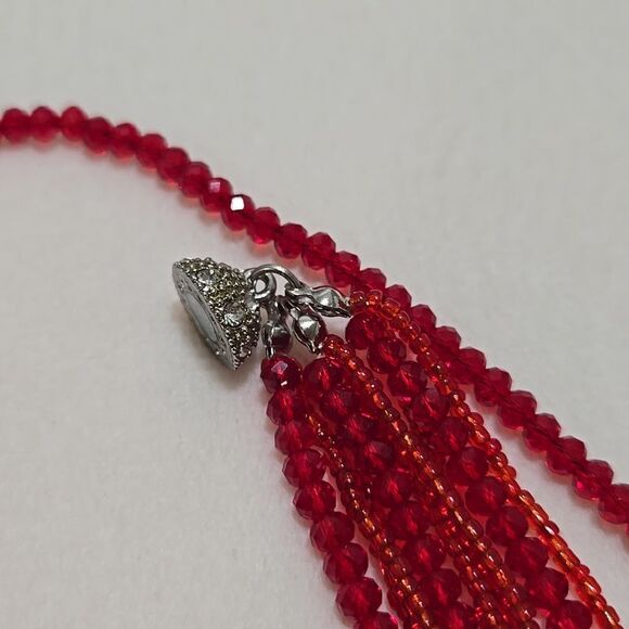 Red Multi-Strand Necklace Set - Picture 3 of 7